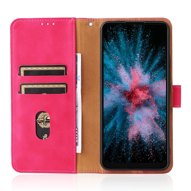Skin-touch Feeling Mobile Phone Case PU Leather + TPU Phone Cover with Stand and Wallet for TCL 20 XE - Red