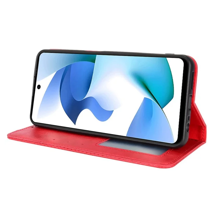 For BLU F91 5G Wallet Magneitc Phone Case with Stand and 3 Credit Slots Phone Cover Stand PU Leather Folio Book Case - Red