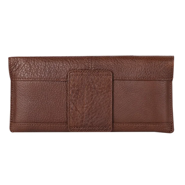 Universal Envelop Style Leather Pouch Case for iPhone 12 mini and Other Phones within 4.7 Inches- Brown
