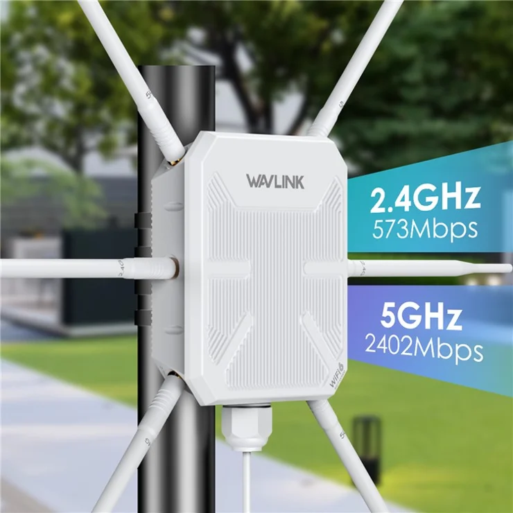 WAVLINK WN588HX3 AX3000 Outdoor WiFi 6 Extender Dual Band PoE Wireless Repeater with 6 Antennas - UK Plug