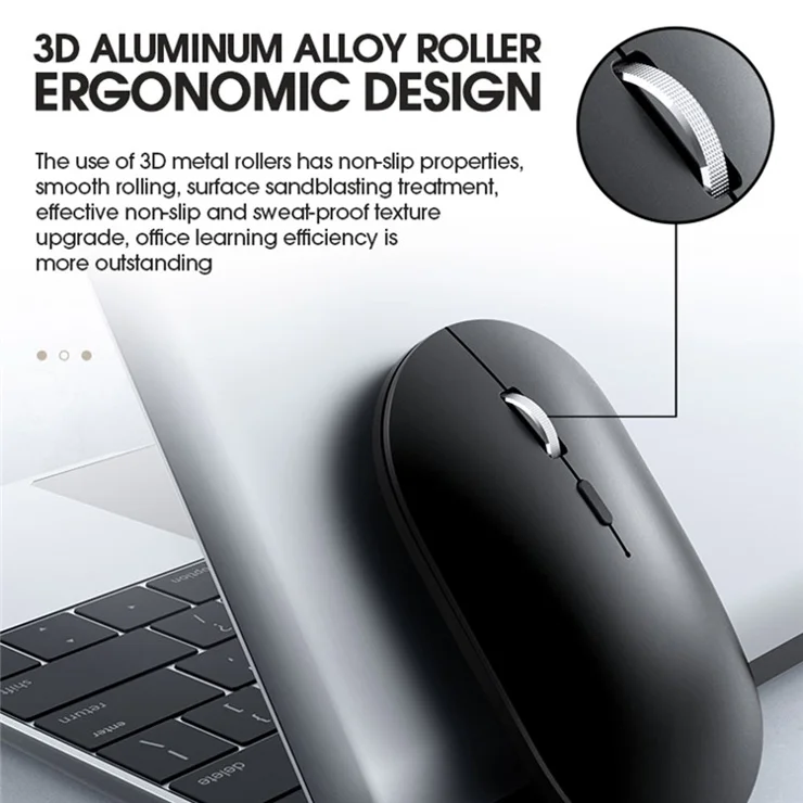 T-WOLF X2 2.4G Wireless Mouse Silent Rechargeable Mouse for Laptop Computer PC, Single Mode - Grey