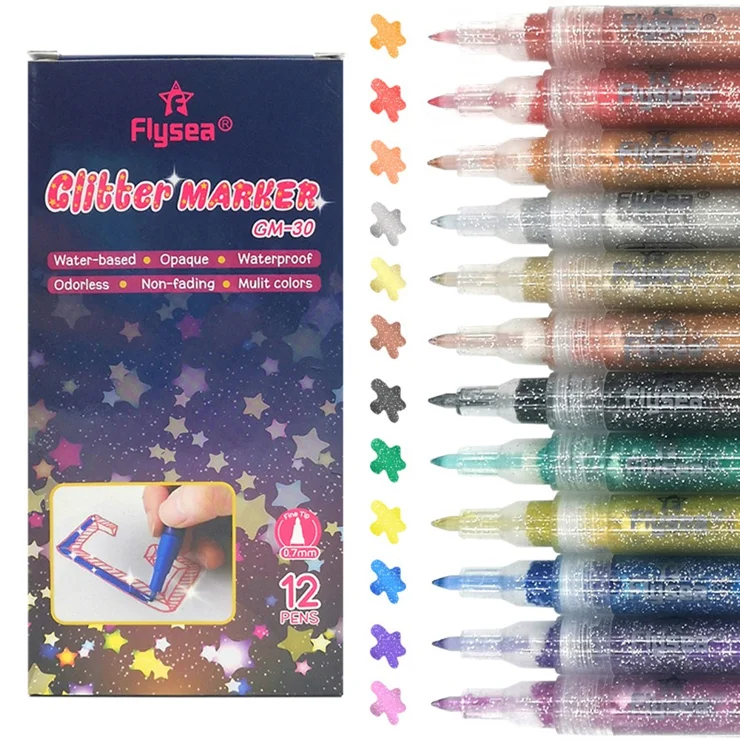 Wholesale FLYSEA GM-30 12Pcs Box Sparkling Glitter Markers Water