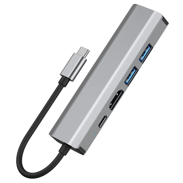 2403 5-in-1 USB Hub Type-C to 100M RJ45 USB3.0 USB2.0 4K / 30Hz HD PD 100W Adapter