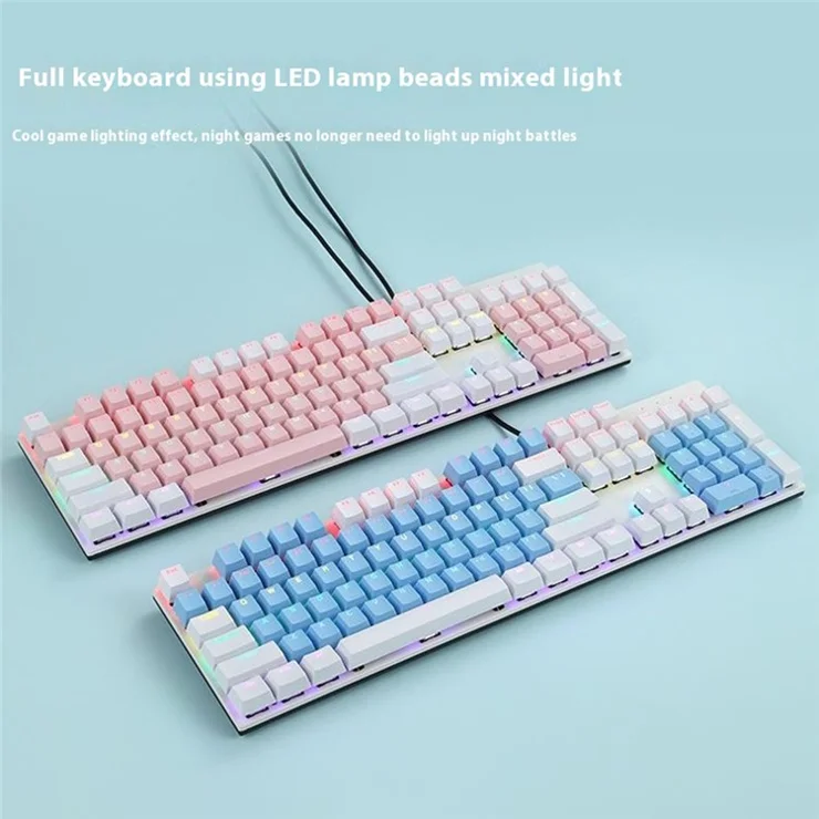 Y-FRUITFUL K135 104-Key RGB Mechanical Keyboard Gaming Office Waterproof Keyboard Blue Switches - Red / White