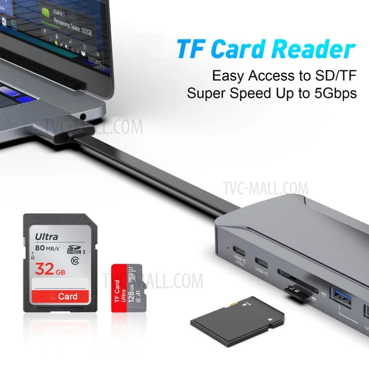 ROCKETEK HC481 Dual Type-C HDMI Adapter USB3.0 Hub Dock Splitter for MacBook Pro