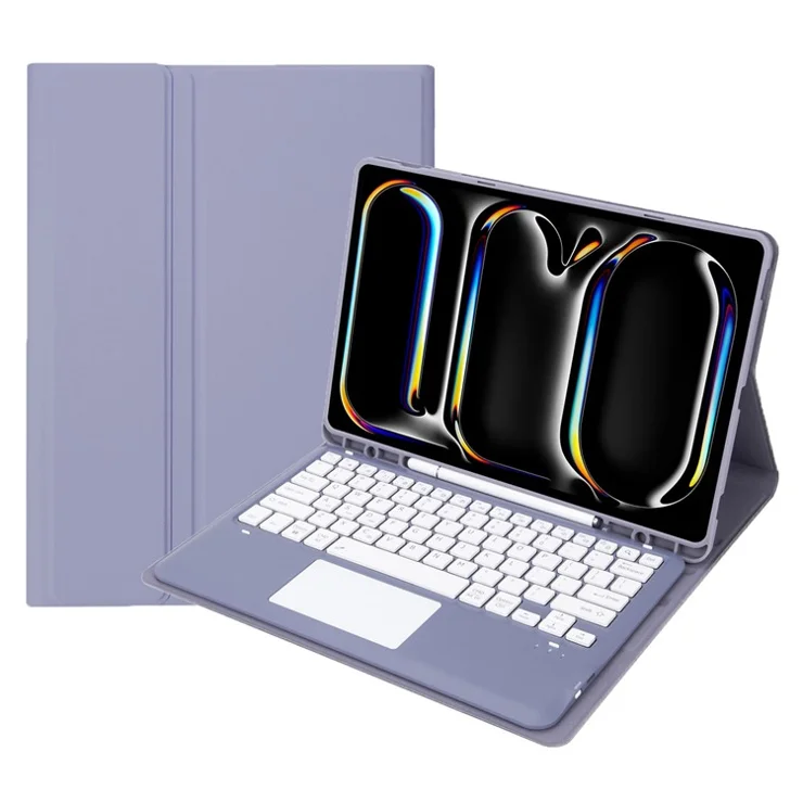 A14B-A For iPad Pro 13 (2024) Detachable Leather Tablet Case with Bluetooth-compatible Keyboard, Pen Slot - Dark Purple