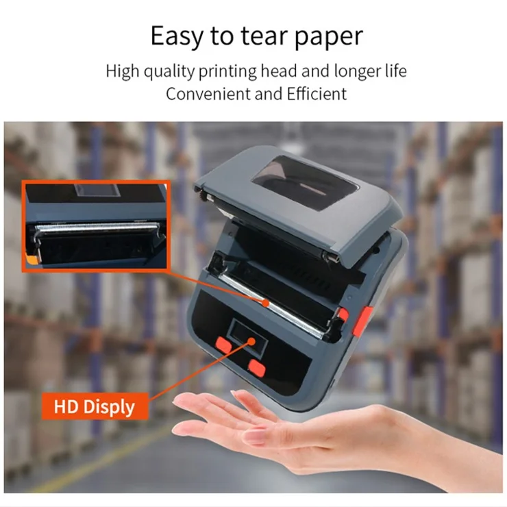 TPL80H Portable Thermal Label Printer Wireless Mobile Receipt Printer, USB+Bluetooth-compatible Version - UK Plug