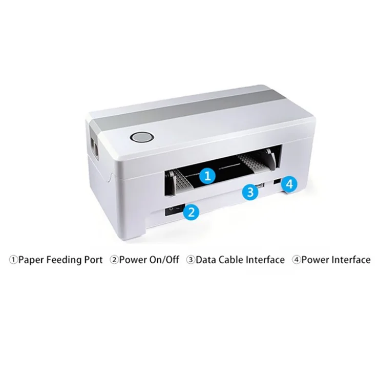 TDL406 203DPI Desktop Thermal Label Printer High Speed Printing Barcode Sticker Maker Machine, USB Version - UK Plug