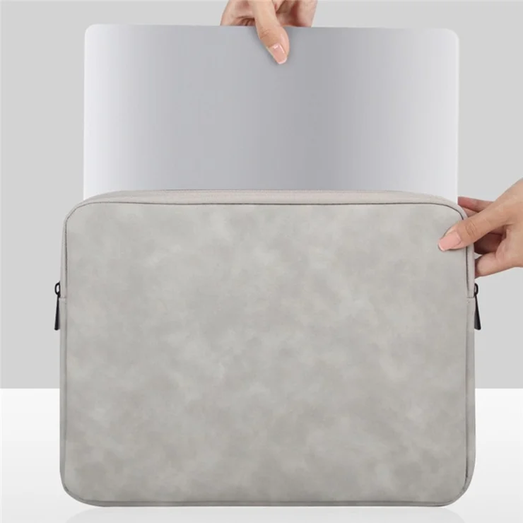 For 13-13.3 Inch Laptop Bag PU Leather Inner Lining Scratch Resistant Water Repellent Protective Sleeve - Dark Grey