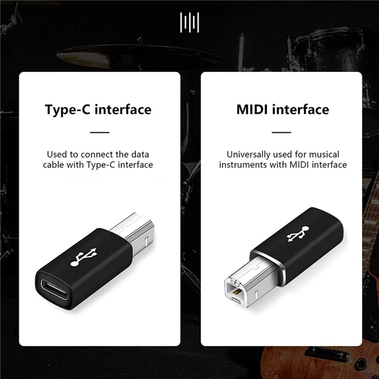 XQ-ZH0012 Type-C to MIDI Adapter USB-C Female to MIDI Converter Connector for Electronic Musical Instrument Printer - Grey