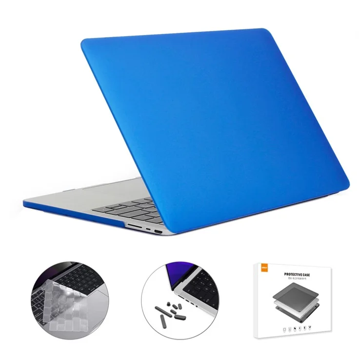 ENKAY HAT PRINCE for MacBook Pro 14 inch (2024) (2023) (2021) A2442 (EU Version) PC Laptop Cover + Keyboard Skin + Anti-Dust Plugs - Dark Blue