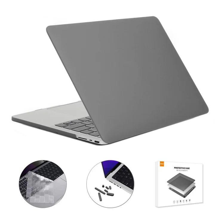ENKAY HAT PRINCE for MacBook Pro 14 inch (2024) (2023) (2021) A2442 (EU Version) PC Laptop Cover + Keyboard Skin + Anti-Dust Plugs - Grey