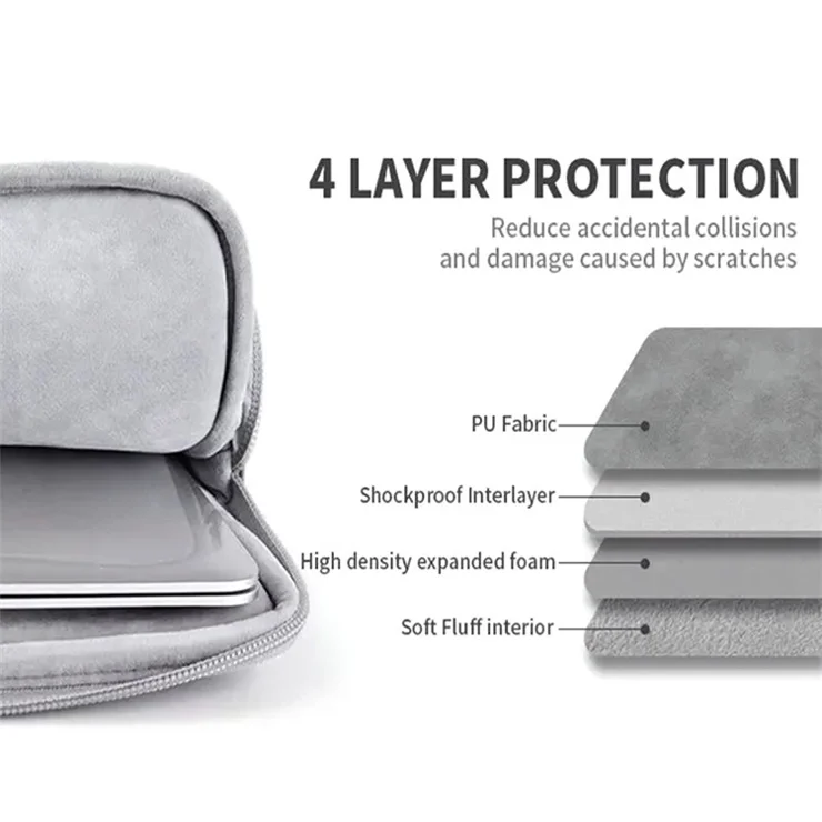CANVASARTISAN L11-T0311 Solid Color Waterproof PU Leather Laptop Sleeve Notebook Case with Small Bag - Black/for 11-inch Laptop