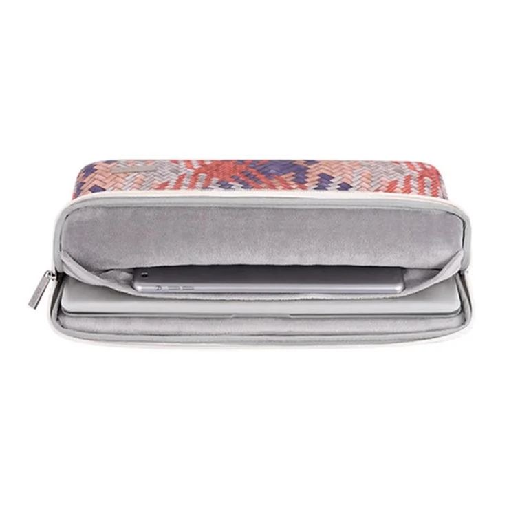 CANVASARTISAN G5-T0121 Woven Pattern Notebook Case Anti-scratch Laptop Sleeve with Small Bag - Orange/for 12-inch Laptop