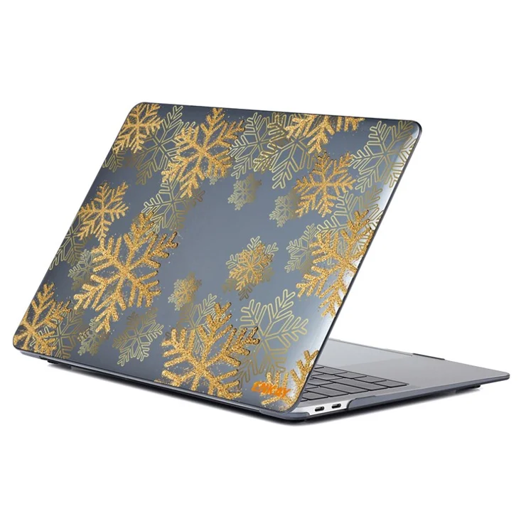 ENKAY HAT PRINCE for MacBook Pro 14 inch (2024) (2023) (2021) A2442 Flower Patterns Hard PC Two-Piece Sheer Laptop Case - Gold Snowflake