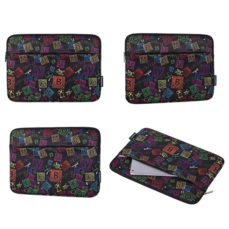CANVASARTISAN H17-11 Notebook Sleeve for 13-inch Laptop Fashion Colorful Letter Pattern Bag Zipper Case