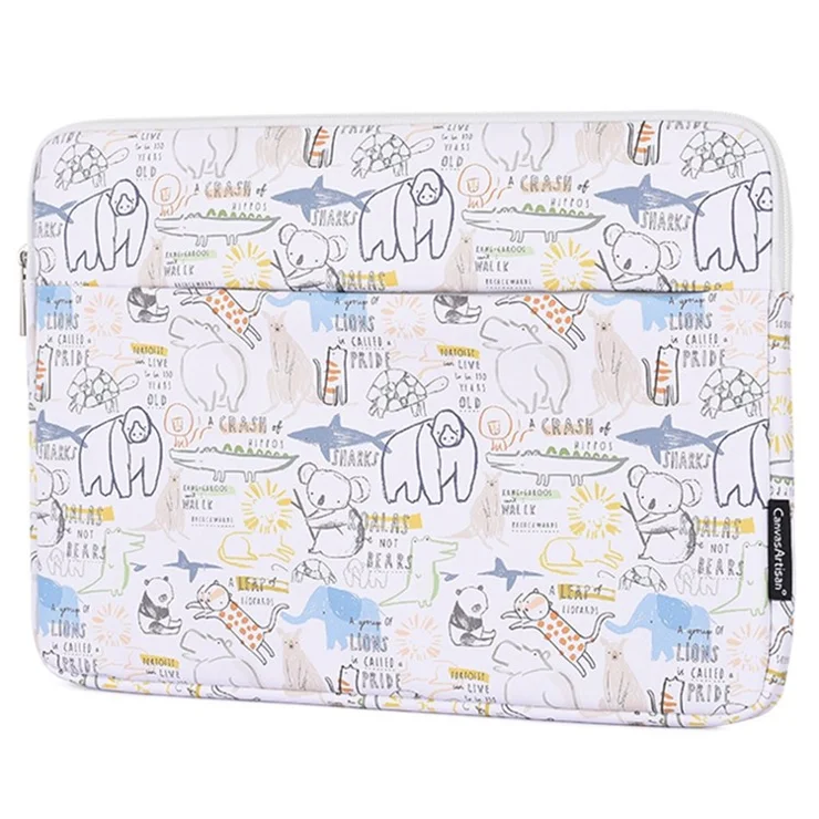 CANVASARTISAN G50-11 13-inch Laptop Bag Cartoon Animal Pattern PU Leather Notebook Sleeve Case