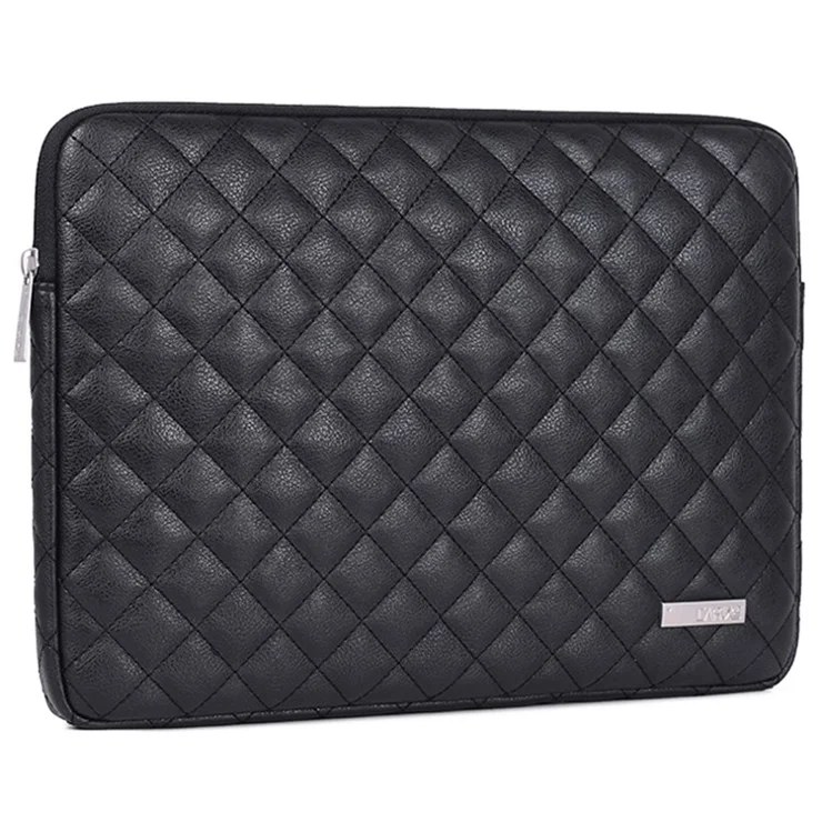CANVASARTISAN L19-T0421 Portable Carry Case for 13 inch Laptops Litchi Texture Rhombus Pattern Slim Case Anti-Scratch Sleeve Bag with Small Bag - Black