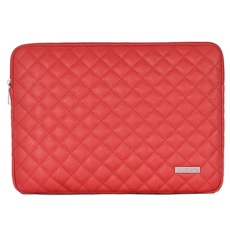 CANVASARTISAN L19-04 Rhombus Texture Laptop Sleeve Portable PU Protective Bag for 11-inch Notebook - Red