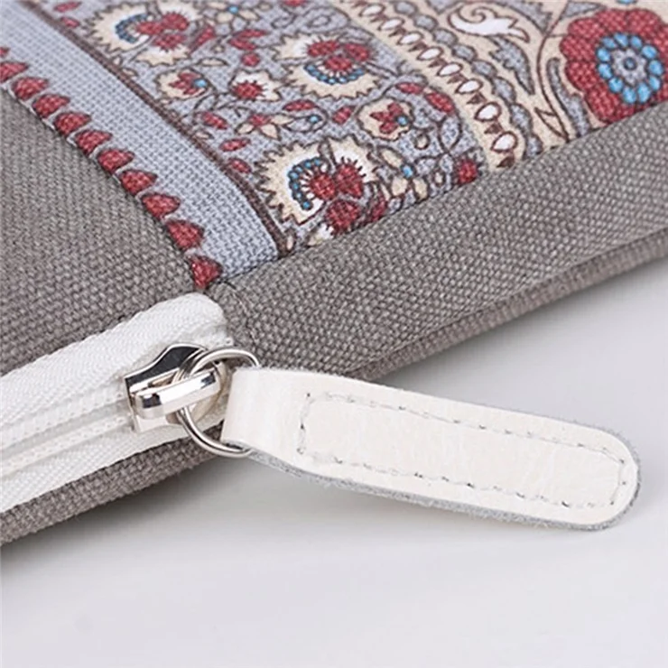 CANVASARTISAN T38-16 Shockproof Carry Case for 13-inch Notebooks Portable Business Canvas Sleeve Bag National Style Pattern Printed Laptop Bag - Light Grey