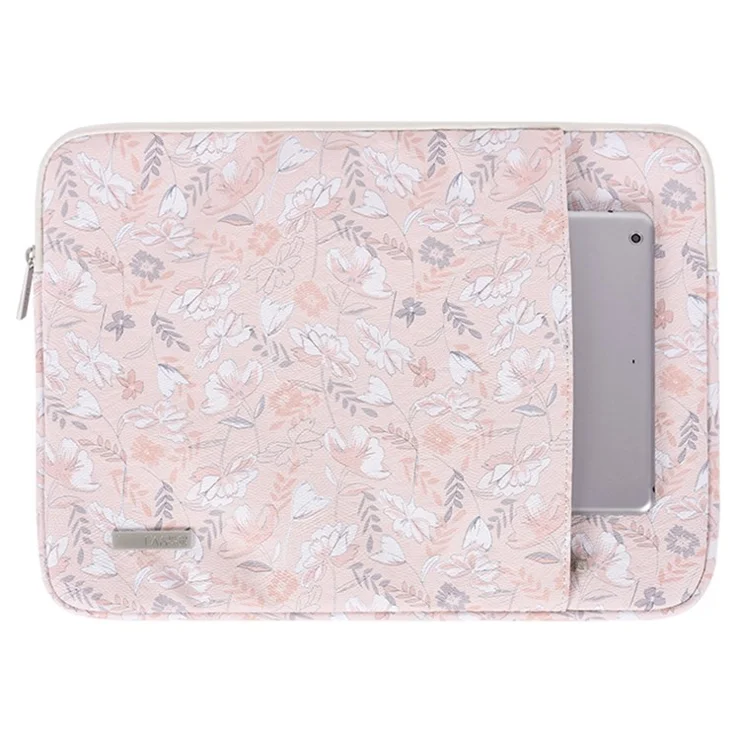 CANVASARTISAN G4-19 Portable Shockproof Sleeve Bag for 13-inch Laptops PU Leather Storage Bag Flower Printed Carry Case with Outer Vertical Pouch