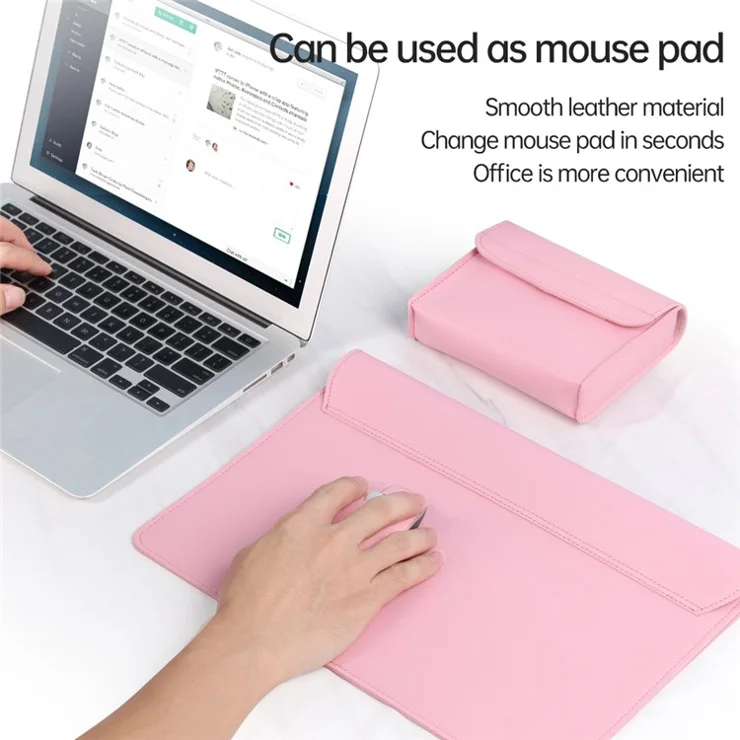 11-12 Inch Laptop Storage Bag for MacBook Anti-scratch PU Leather Notebook Computer Sleeve Mouse Pad - Green
