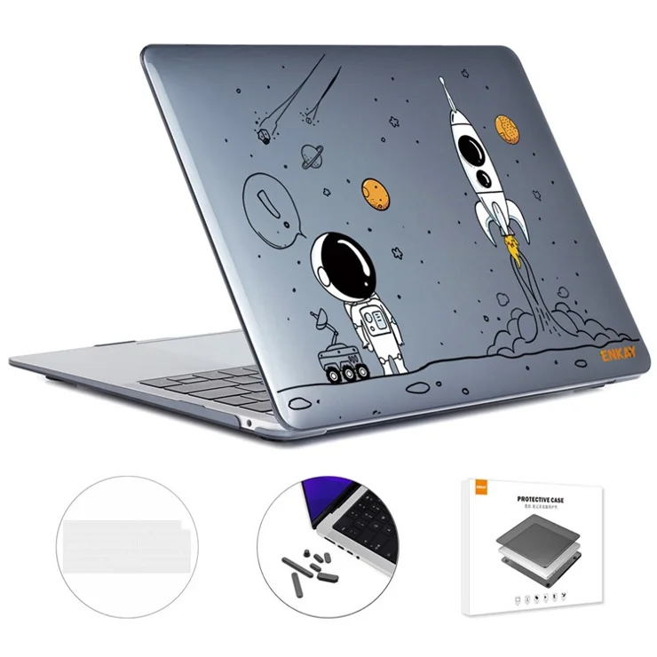 ENKAY HAT PRINCE for MacBook Pro 16 inch (2024) (2023) (2021) A2485 (EU Version) Pattern PC Laptop Cover + Keyboard Skin + Dust Plugs - Astronaut No.1