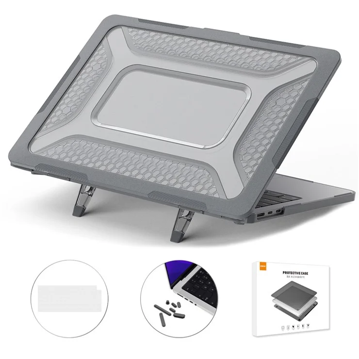 ENKAY HAT PRINCE for MacBook Air 13 inch (2025) / (2024) A2681 (M2) / A3113 (M3) / (2022) (EU) Laptop Case with TPU Keyboard Film - Grey