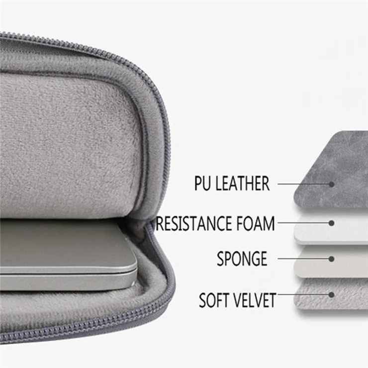 CANVASARTISAN L38-06 Portable Carrying Case for 14 inch Notebook PU Leather Sleeve Bag Anti-Drop Laptop Slim Bag - Grey