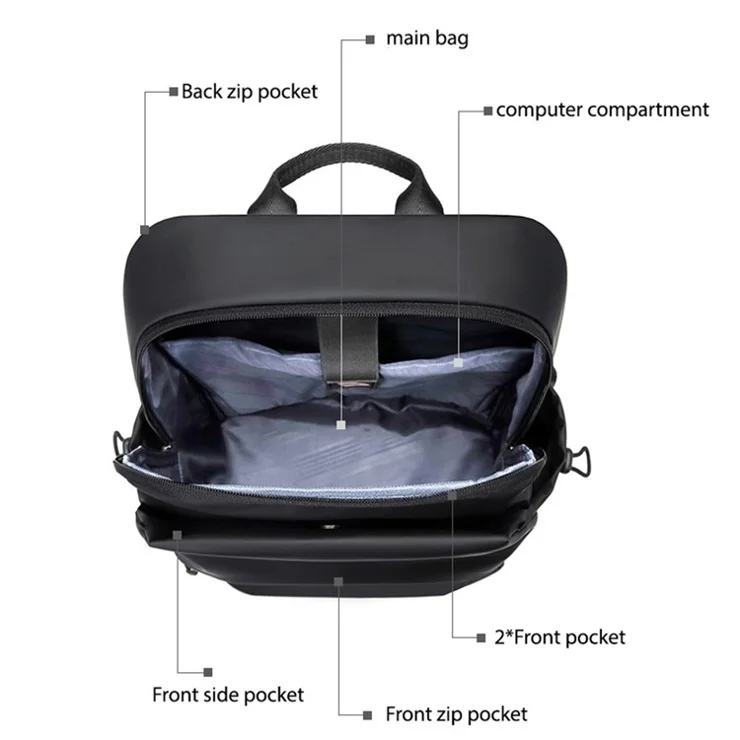 15.6-inch Laptop Backpack Large Capacity Men Daypack Rucksack for Travel Business - Blackish Green