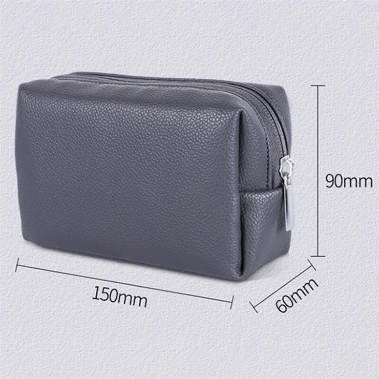 Electronic Organizer Mouse Power Bank Cable Storage Bag Waterproof Leather USB Flash Drive Storage Pouch - Black