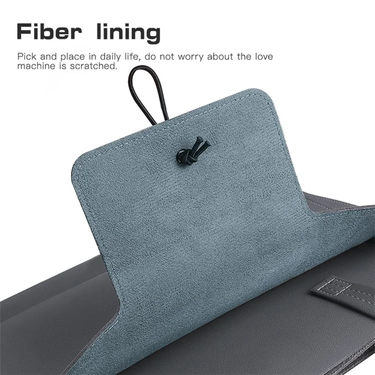 15 / 15.4 / 16 Inch Laptop Carrying Bag Handbag PU Leather Surface Protection Sleeve 3-Layer Notebook Computer Pouch - Black