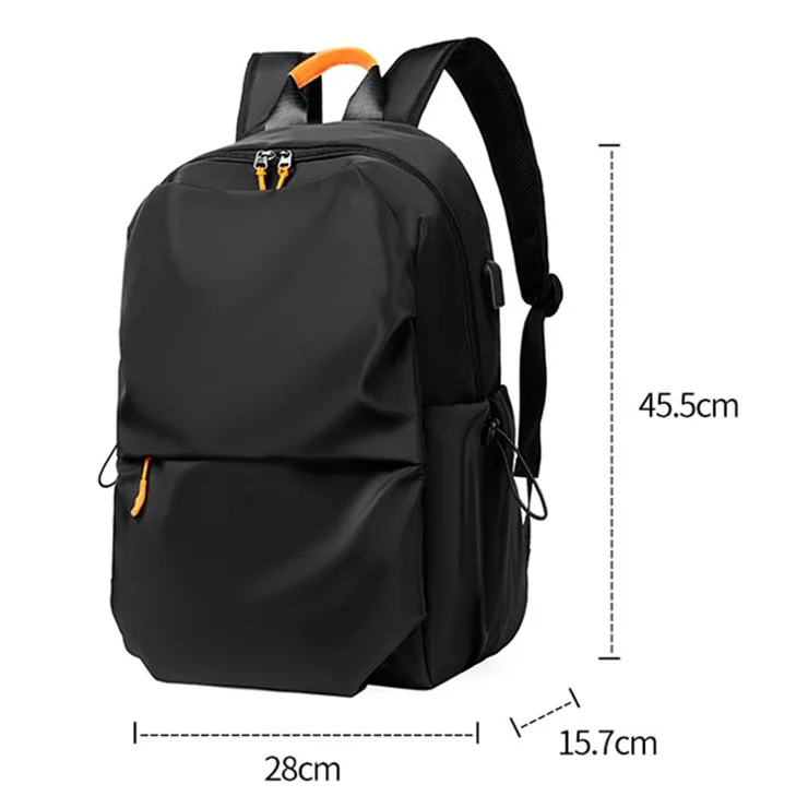 3551 USB Port Design Backpack Men's Polyester Travel Shoulders Bag Laptop Bag Daypack School Bag Bookbag - Grey