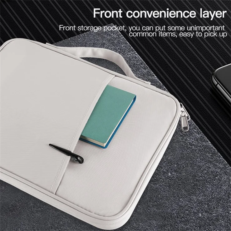 Sheepskin Leather Storage Pouch for 11-inch Laptop 180 Degree Opening Notebook Handbag
