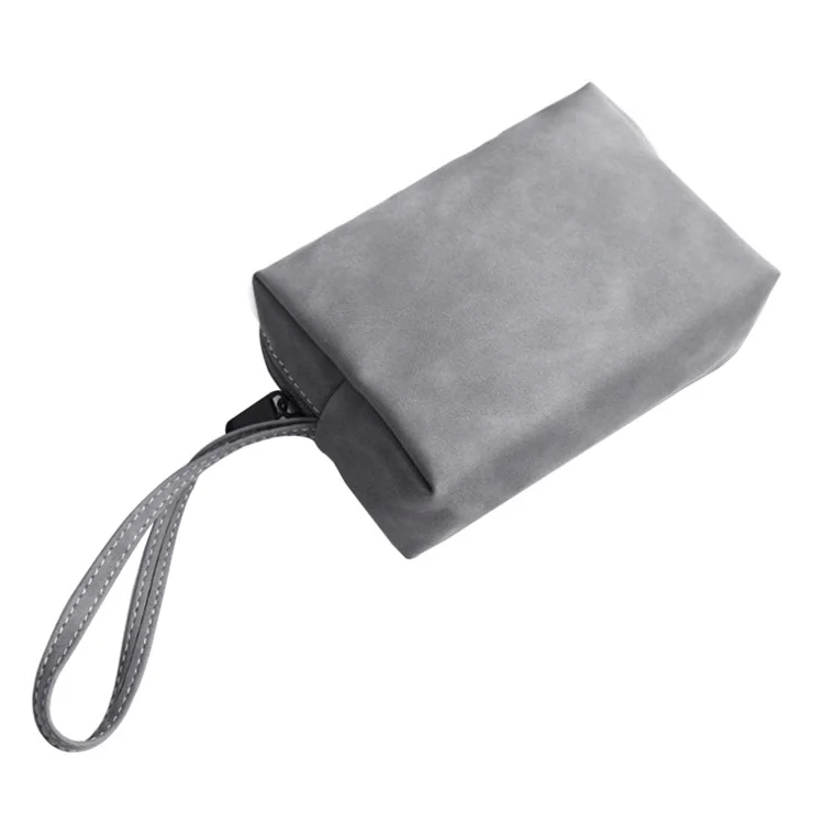 Power Bank Cable Flash Drive PU Leather Storage Bag Electronic Organizer - Grey