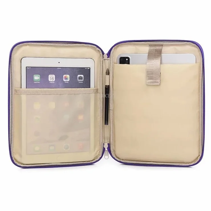 606 9.7 / 11 Inch Nylon Tablet Storage Pouch Laptop Bag with Hanging Ornament - Grey