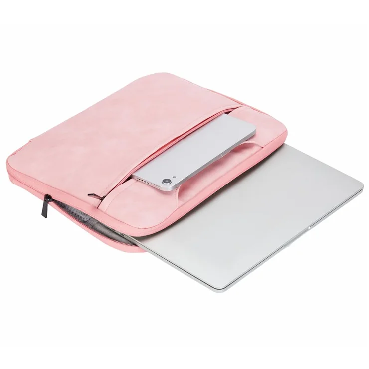 14.1-15.4 Inch Laptop Storage Bag PU Leather Notebook Carrying Handbag - Pink