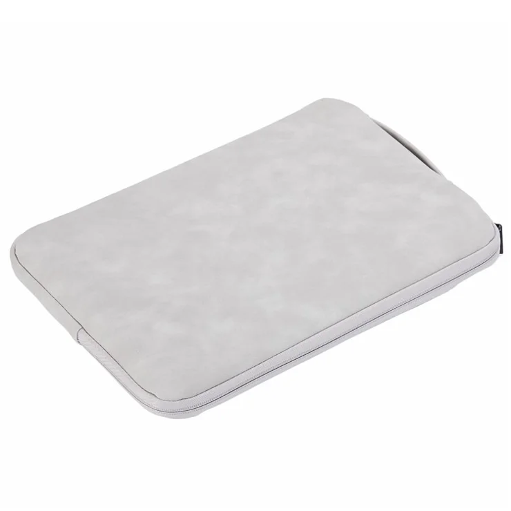 15.6" Notebook Carrying Bag PU Leather Laptop Sleeve Case with Double Zipper - Light Grey