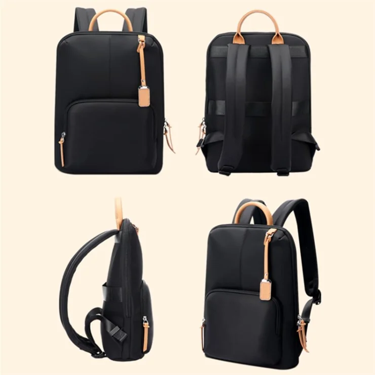 BOPAI 14-inch Laptop Waterproof Backpack Nylon Polyester Business Commute Notebook Shoulder Bag - Pink