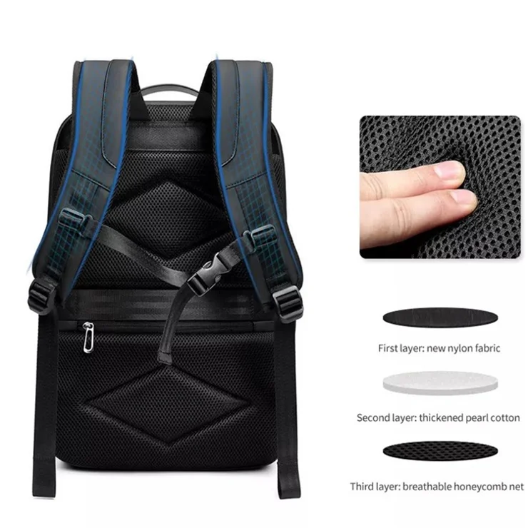 MINGLU ML22088-15.6 Inch Universal Dual Shoulder Laptop Backpack Oxford Cloth Notebook Storage Bag - Black