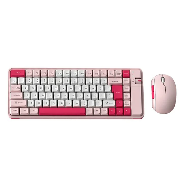 QW07 Wireless Keyboard Mouse Set Home Office Computer Bluetooth-compatible 5.0 Keyboard + Mouse - Pink