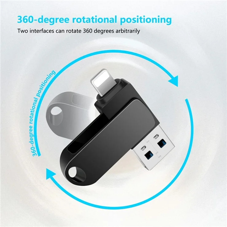 2 in 1 Card Reader 32GB OTG USB Flash Drive with 8Pin + USB 3.0 Port U Disk for iPhone Computer PC - Silver