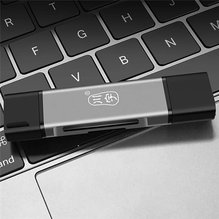 KAWAU C350Q USB3.0+Type-C Mobile Phone OTG 5Gbps Card Reader Portable Mini Aluminum Alloy Card Reader with SD / TF Card Ports