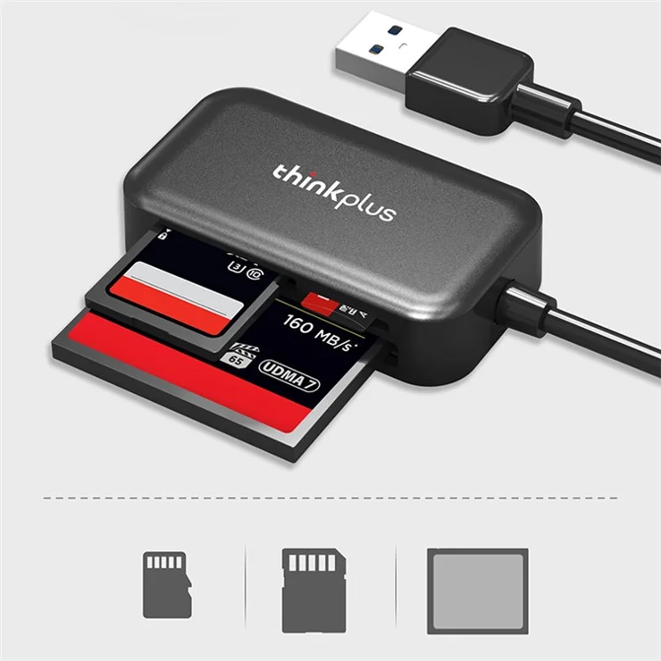 LENOVO Thinkplus USB3.0 3-in-1 Multifunction Card Reader 5Gbps Transmission CF / TF / SD Card Reader
