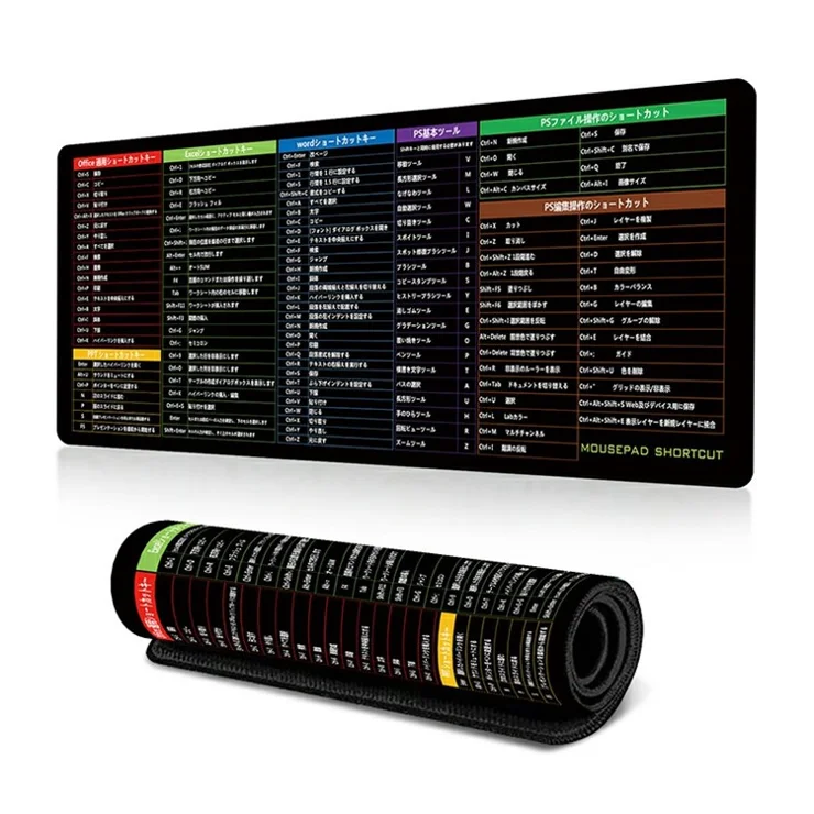 300*800*3mm Anti-slip Gaming Mouse Pad Shortcut Keys Rubber Desk Mat - Japanese Shortcut Keys