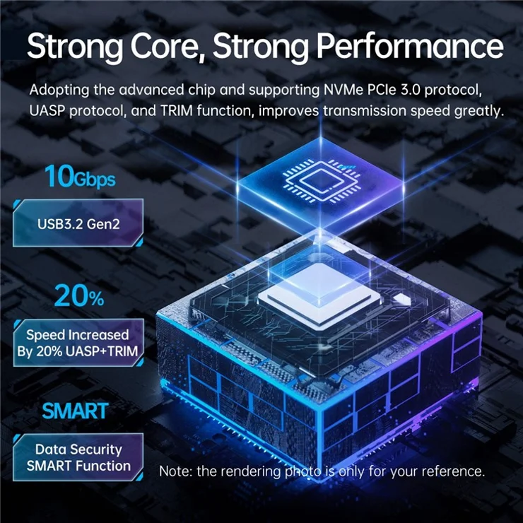 ORICO ORICO-M2R2-G2 10Gbps M.2 NVMe SSD Case RGB Light Design Hard Drive Enclosure Laptop PC External Hard Disk Case - Grey