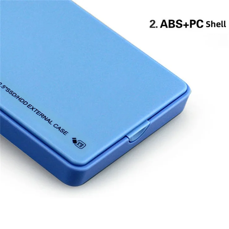 U25 2.5 inch SSD USB3.0 External Hard Drive Enclosure Hard Disk Box Compatible with 2.5-inch SATA Hard Disk - Blue