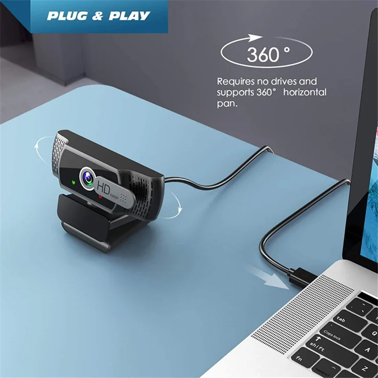 thumbnail image 2 of Hoisan Webcam With Microphone 1080P Full HD Web Camera For PC/MAC/Notebook/Laptop/Desktop Plug 2 of 10