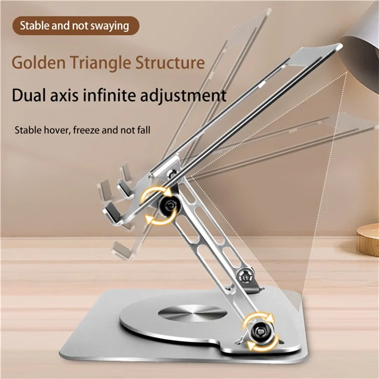 D077 Aluminum Alloy Desktop Laptop Holder Hollow Heat Dissipation Rotatable Notebook Stand - Grey