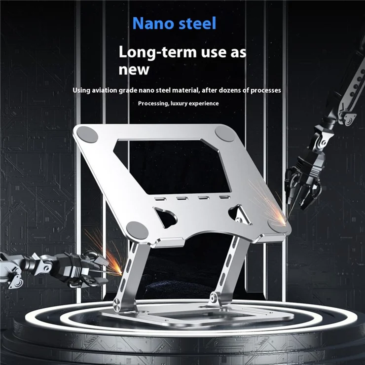 T64 Adjustable Notebook Heat Dissipation Stand Metal Desktop Foldable Laptop Bracket - Silver